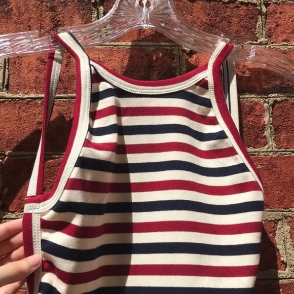 Cream, Red, and Blue Stripe Revolve Capulet Scoop Back Sleeveless Bodysuit - Picture 6 of 15